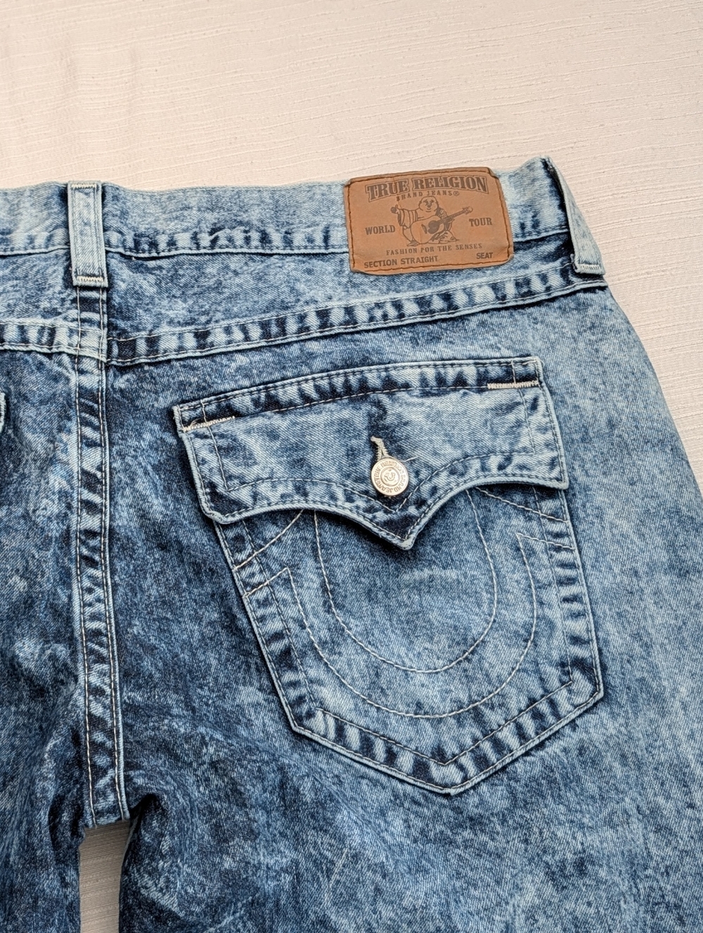 True Religion Acid Wash Denim Home Made Cut Off Short Men 42 RN#112970
